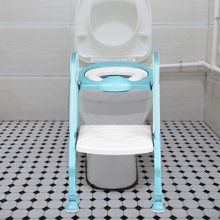 Toilettensitz für Kinder Mit Gepolstertem Sitz,Toilettensitz Toilettentrainer mit Treppe Stabilen Ru