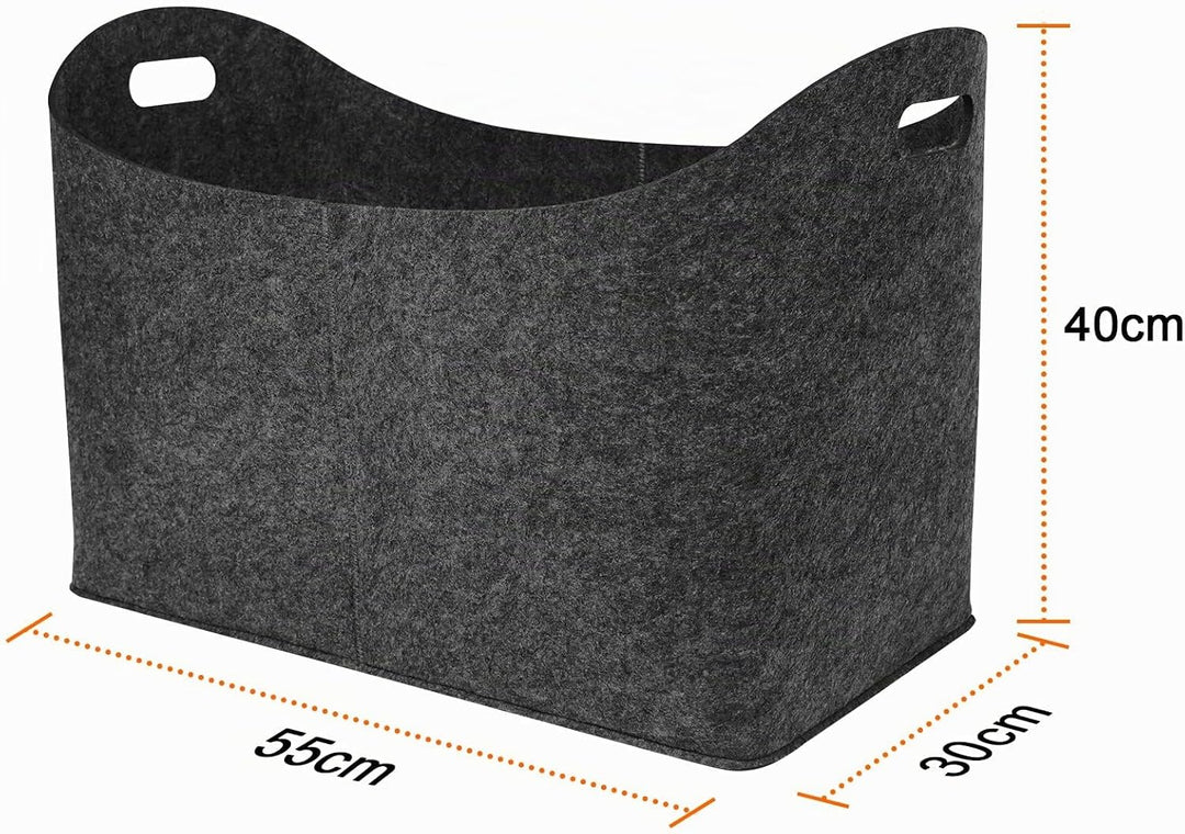 UISEBRT 2 Stück Kaminholztasche aus Filz Holzkorb XL Kaminholzkorb Holztasche mit verstärkten Griffe