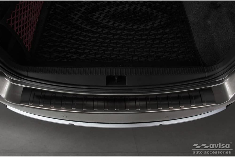 Avisa Schwarz Edelstahl Heckstossstangenschutz kompatibel mit Skoda Octavia III Scout 2014-2020 'Rib