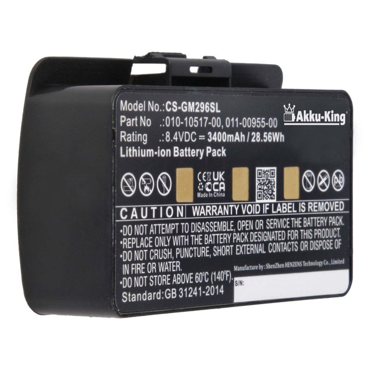 Akku kompatibel mit Garmin 010-10517-00 - Li-Ion 3400mAh - für EGM478, GPSMAP 276, 276c, 296, 396, 3