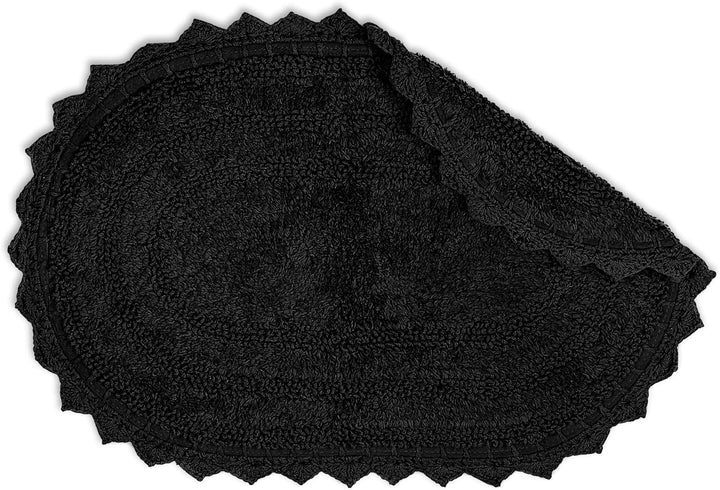 DII Crochet Collection Wende-Badematte, klein, oval, 43 x 61 cm, Schwarz 43 x 61 cm (Oval) Schwarz,