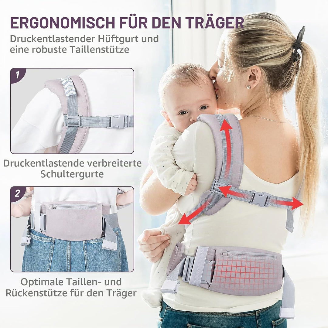 Viedouce Babytrage Neugeborene ab Geburt, Ergonomische Baby Trage Baumwolle Tragegurt mit Kopstütze