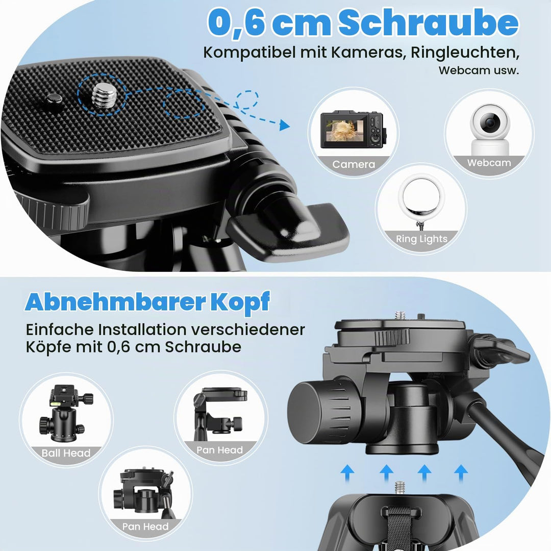 JOILCAN Stativ Kamera 81"/206cm, Upgrade Schwanenhals Handy Stativ mit Fernauslöser &amp; Handyhalterung