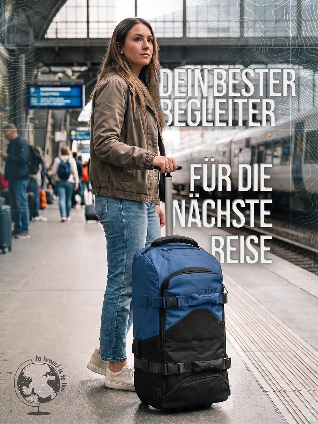 normani Reisetasche Trolley mit Rucksackfunktion 90 Liter - Backpacker mit Frontloader praktischer R