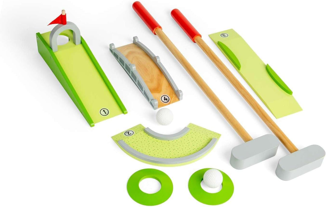 Bigjigs Toys, Crazy Golf Set, Wooden Toys, Mini Golf, Kids Golf Set, Crazy Golf Set for Kids, Garden