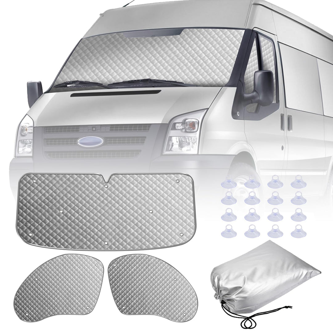 MaxEarn 3 STK Sonnenschutz Thermomatten passend für Ford Transit Van MK7, Auto Wasserdicht Frontsche