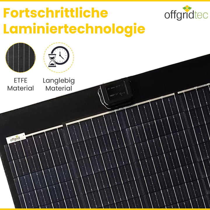 Offgridtec PCB-ETFE Semiflexibles Solarmodul 39V 100W Marine Wohnmobil Solarpanel, 100W
