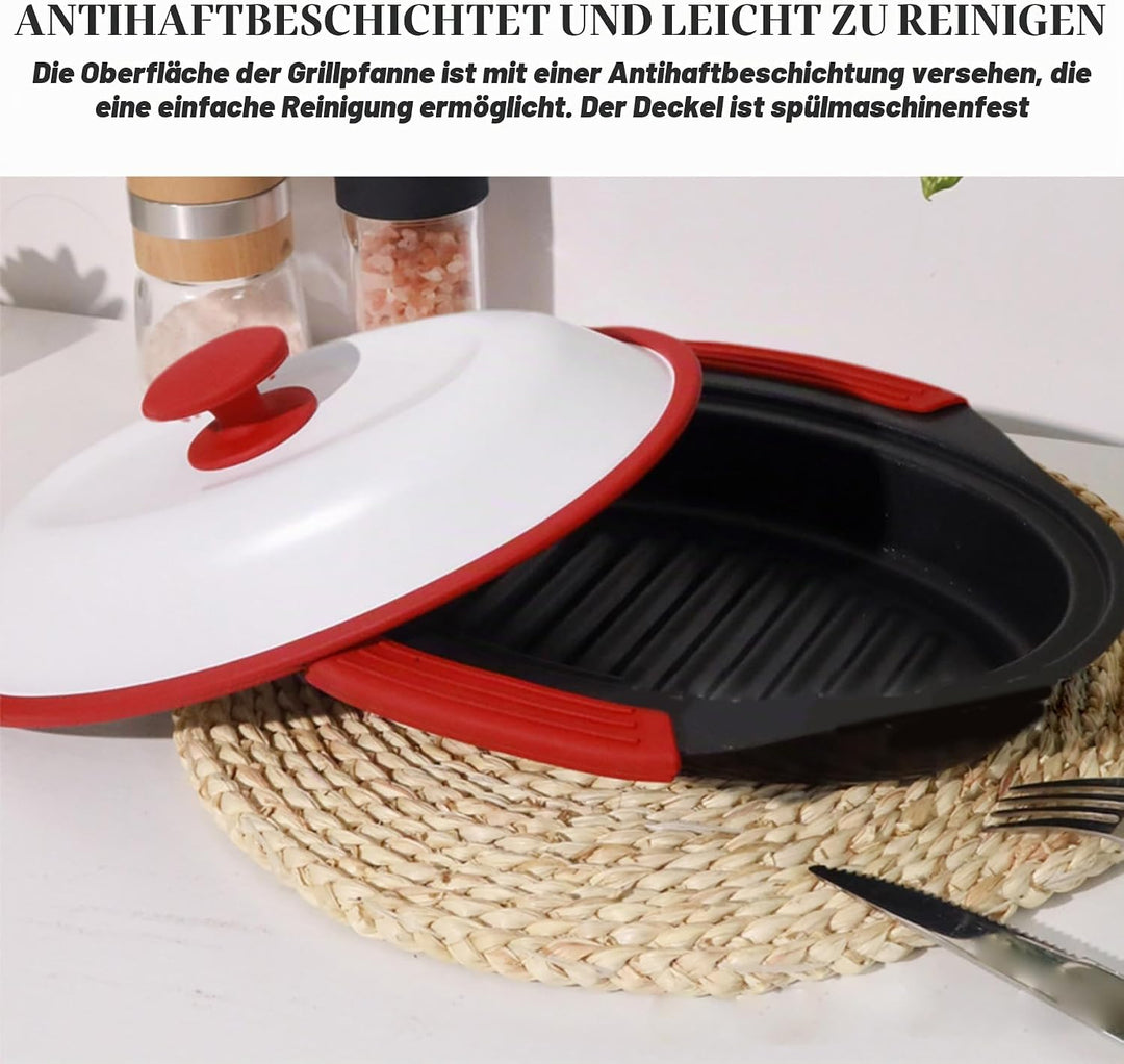 Mikrowellen-Grillpfanne, Mikrowellen-Speckkocher mit Abdeckung, Crisper und Grillkäsebereiter, spülm