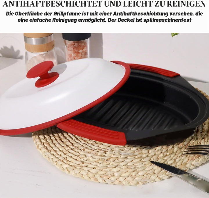 Mikrowellen-Grillpfanne, Mikrowellen-Speckkocher mit Abdeckung, Crisper und Grillkäsebereiter, spülm