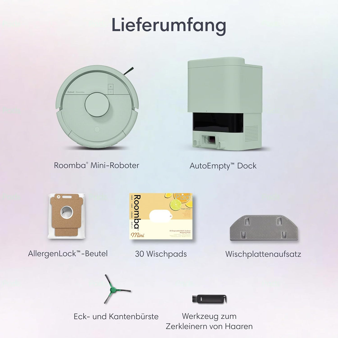 iRobot Roomba® Mini Saug- & Wischroboter + AutoEmpty™ Dock, Minze, Minze