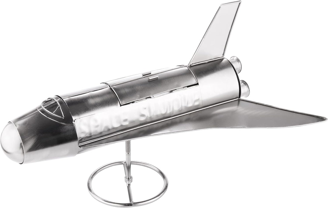 BRUBAKER Weinflaschenhalter Space Shuttle - Metall Skulptur Flaschenständer Rakete Raumfähre - Silbe