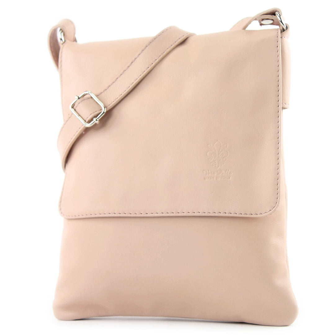 modamoda de - T33 - ital Umhängetasche Schultertasche aus Nappaleder Rosa, Rosa