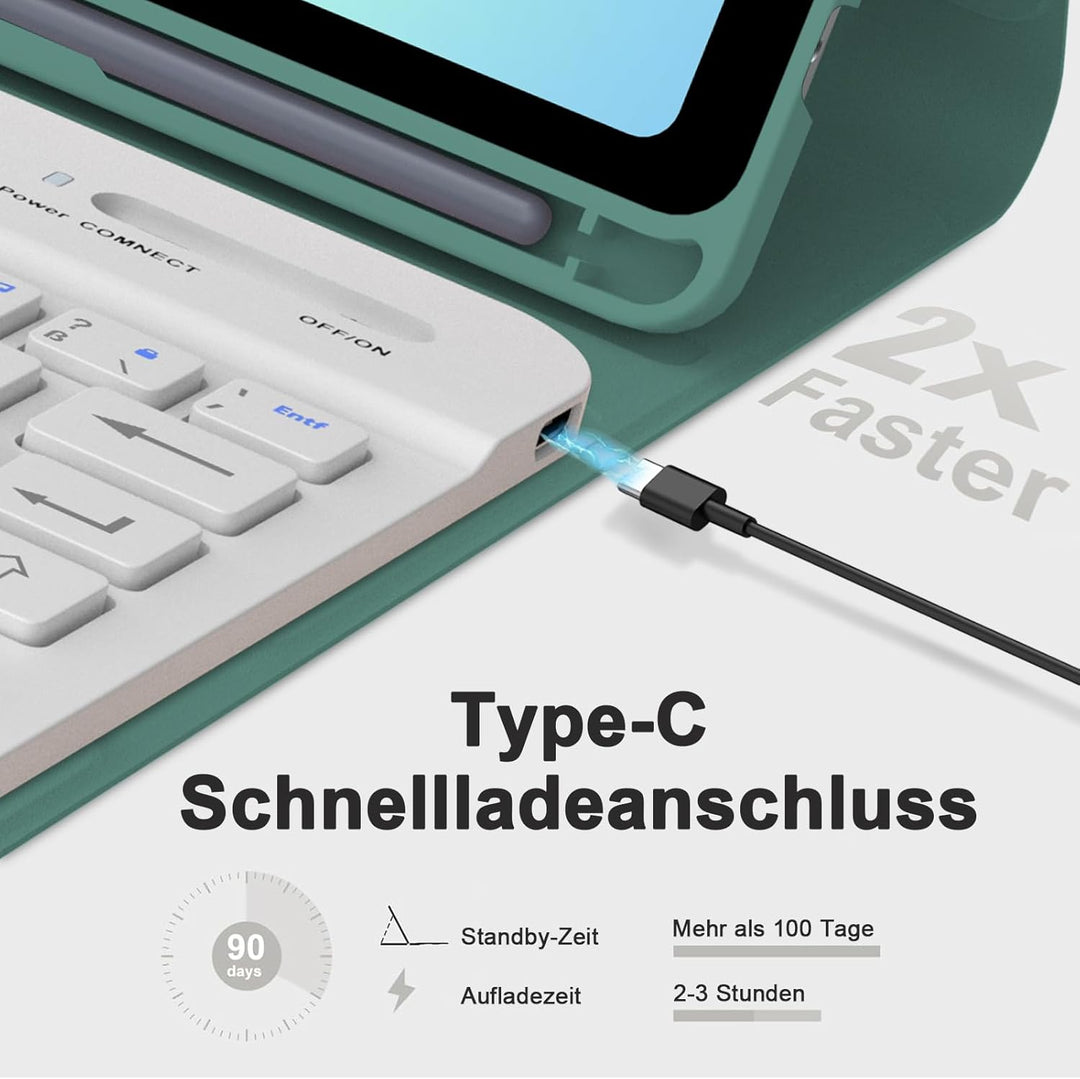 IVEOPPE Hülle mit Tastatur für Samsung Galaxy Tab A11 8.7 Zoll, Deutsches QWERTZ Keyboard, Magnetisc