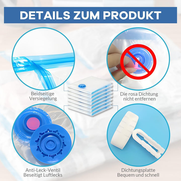 Vakuumbeutel für Kleidung Klein,Vacuum Bags for Clothing 10 Stück 40 x 60 cm –Aufbewahrungsbeutel Re