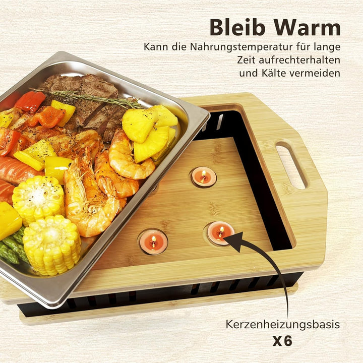 BBQ Warmhalteplatte Teelicht,Warmhalteplatte Grillgut Teelicht,Grill Warmhalteplatte,Fleischwarmhalt