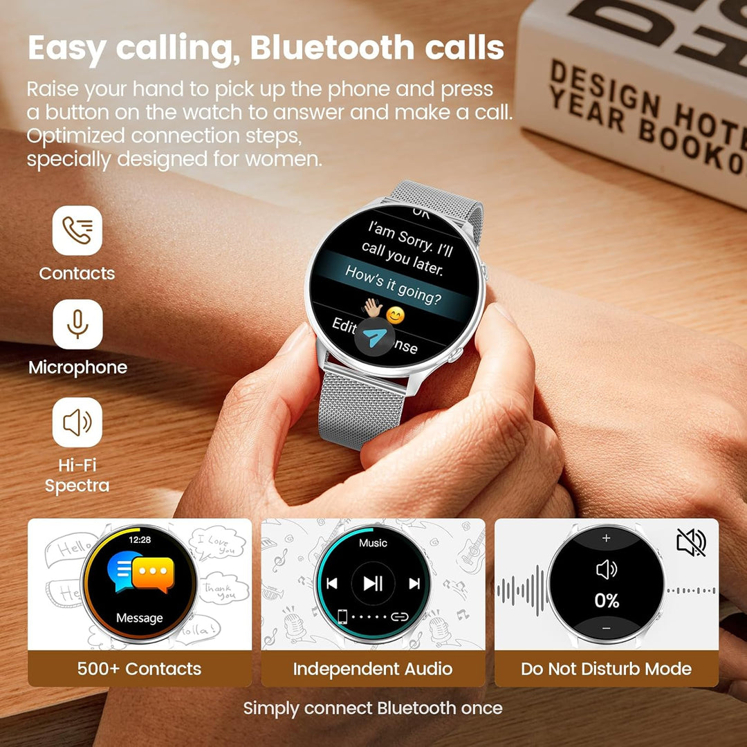 Smartwatch Damen mit Telefonfunktion, 1,39" TFT HD Touchscreen, IP67 Wasserdicht mit 120 Sport SpO2
