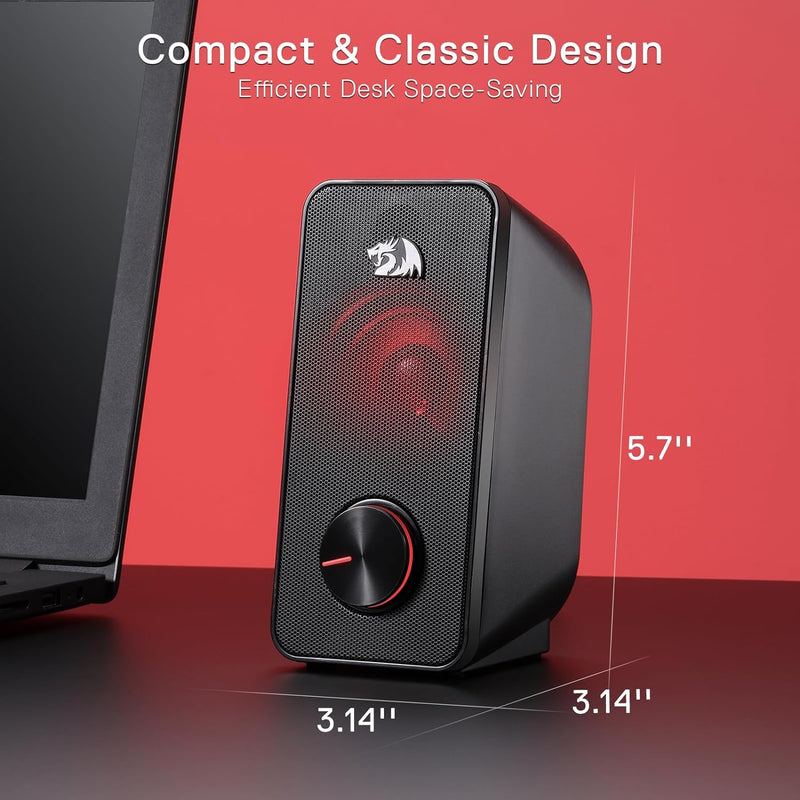 Redragon GS500 Stentor PC Gaming-Lautsprecher, 2.0-Kanal-Stereo-Desktop-Computerlautsprecher Mit Rot