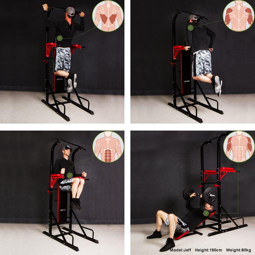 CCLIFE Power Tower Dip Station Klimmzugstange für Krafttrainingsgeräte für das