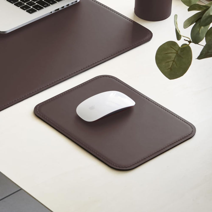 eglooh - Herms - Mauspad aus Leder Dunkel Braun cm 25x20 - Mousepad für Schreibtisch und Büro, handw