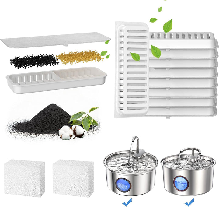 Tomxcute Katzenbrunnen Filter, Ersatz-Filter für 108oz/3.2L Katze-Brunnen, 10 Packs Filter & 2 Schwä