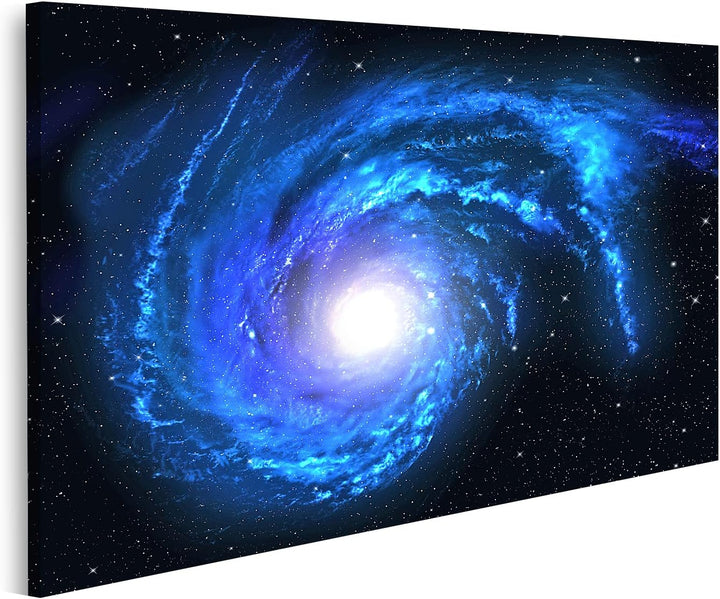 islandburner Bild auf Leinwand Sternspirale Weltraum Galaxie Universum Blau Stern Bilder Wandbilder