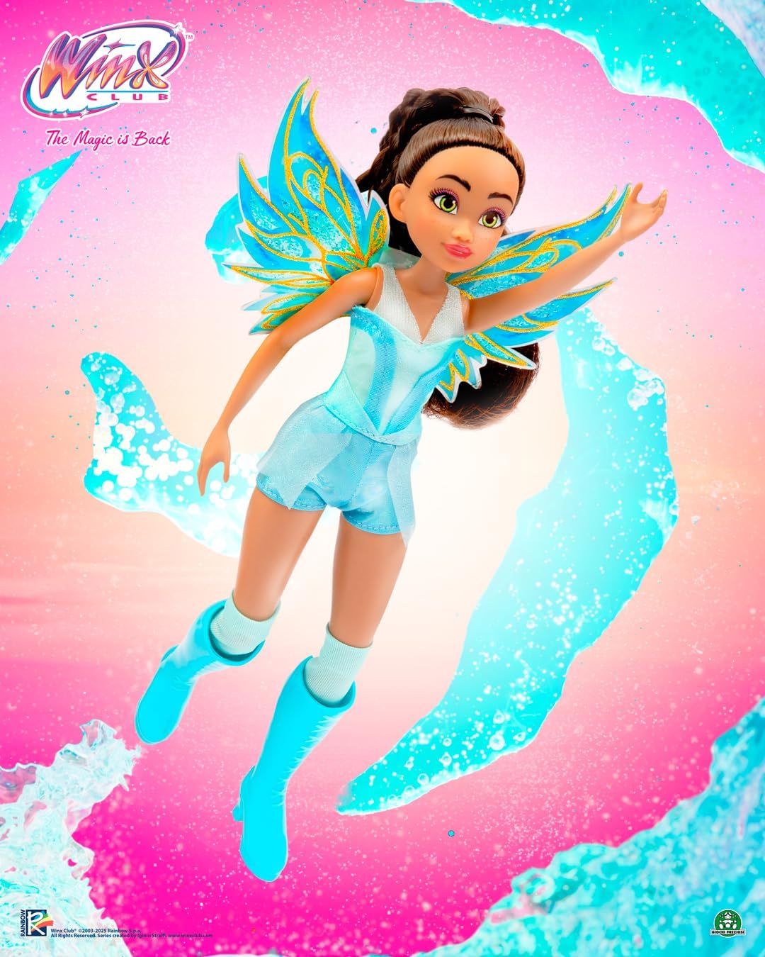 Winx Club Fairy Doll – Aisha with Glitter Wings & Poseable Joints – Transformation Outfit – Removabl