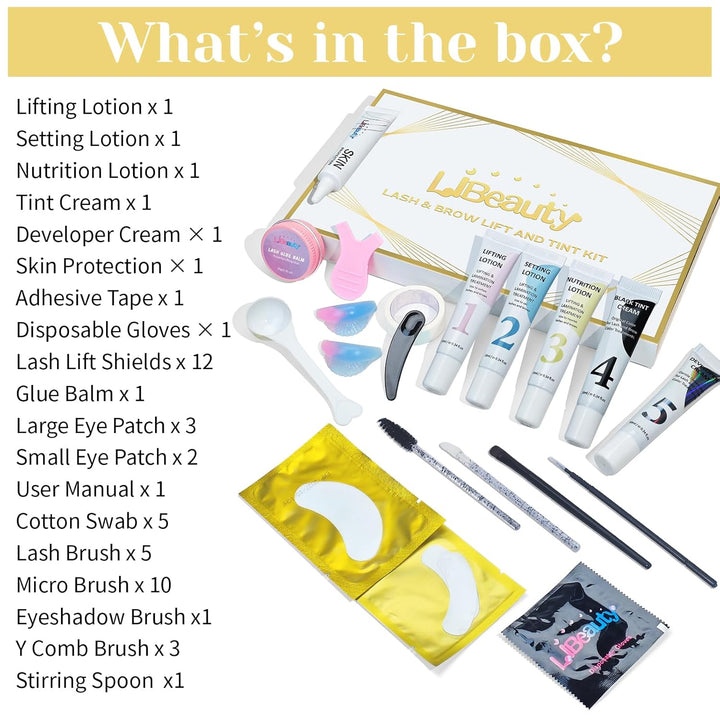 Libeauty Wimpernlifting & Augenbrauenlifting Set mit Farbe Schwarz, Korean Lash Lifting Set, Wimpern