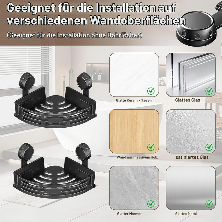 OneNine Duschablage Ecke Ohne Bohren, Dreieck Duschkorb, Badezimmer Regal Badregal,Kunststoff Bad Du