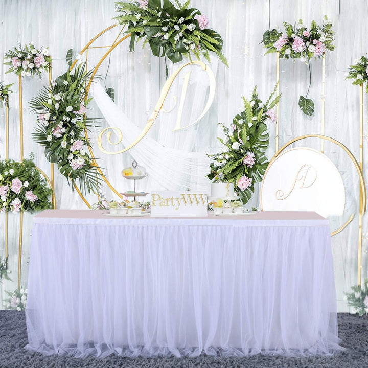 HBBMAGIC Tüll Tischrock Weisser, Tütü Tischröcke183*76CM, Candy Tisch Tischdecke Tüll für Geburtstag