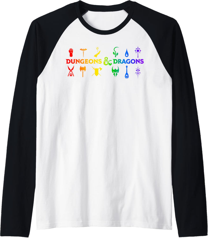 Dungeons & Dragons Classes Rainbow Gradient Raglan