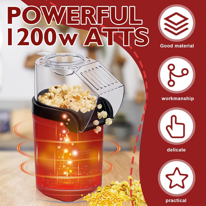 Popcornmaschine, Klein Popcorn-Maschine mit Messbecher, One-Touch Elektrische Rühr Popcorn Popper, O