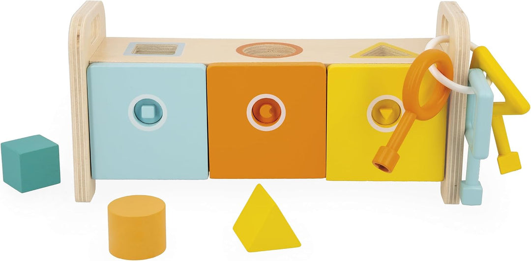 Janod - Essentiel - Der Schlüsselkasten - 2-in-1 Lernspiel aus Holz Babys und Kleinkinder - Erlernen
