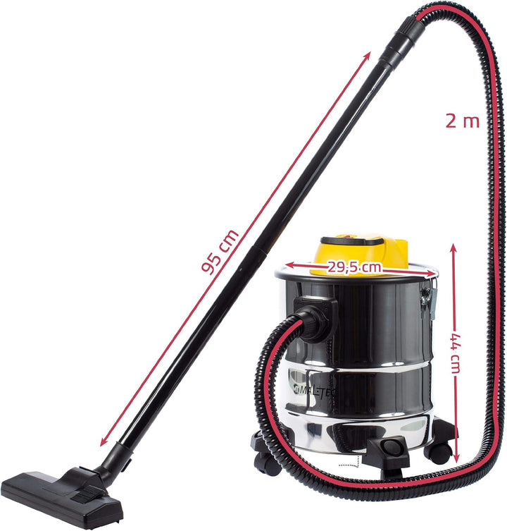 MalTec TurboVac ML2500-ASH-INDUSTRIAL, Kaminsauger, Edelstahl Plastik, Silber Gelb
