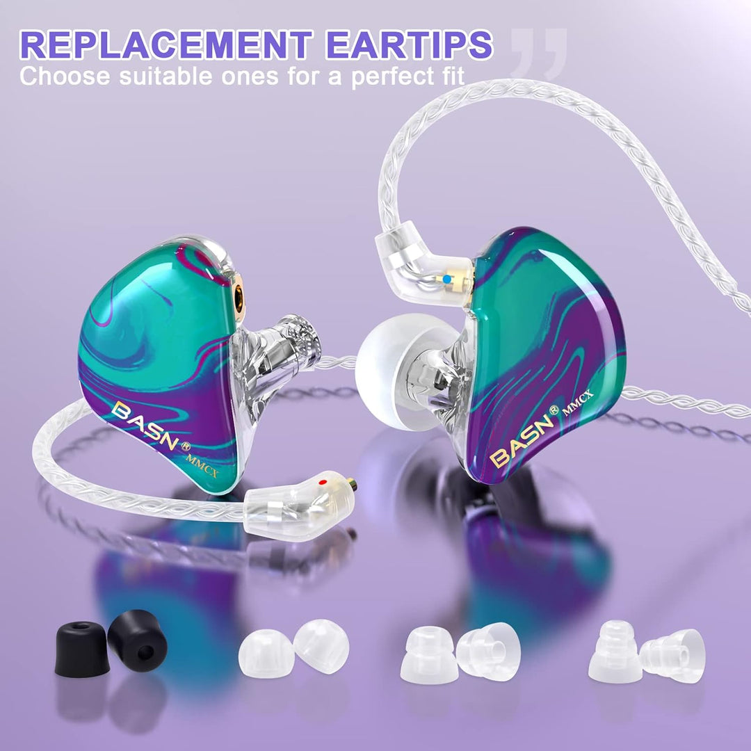 BASN MMCX Dreifach-Treiber In-Ear-Monitore mit satten Bässen, HiFi-Stereo-IEM-Kopfhörer mit verbesse
