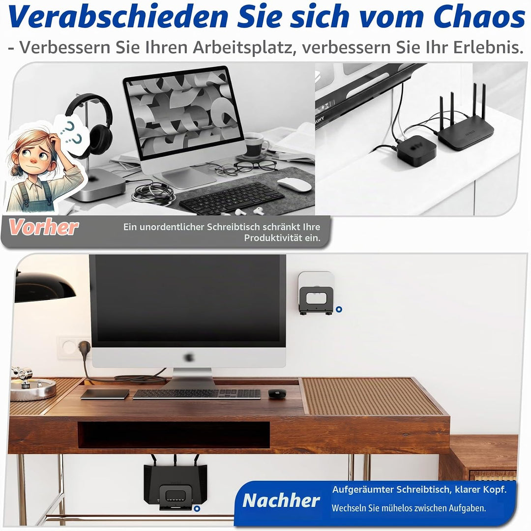 sciuU Universelle Verstellbare Wandhalterung für WLAN Router, TV Box &amp; Mini PC - VESA Halterung für