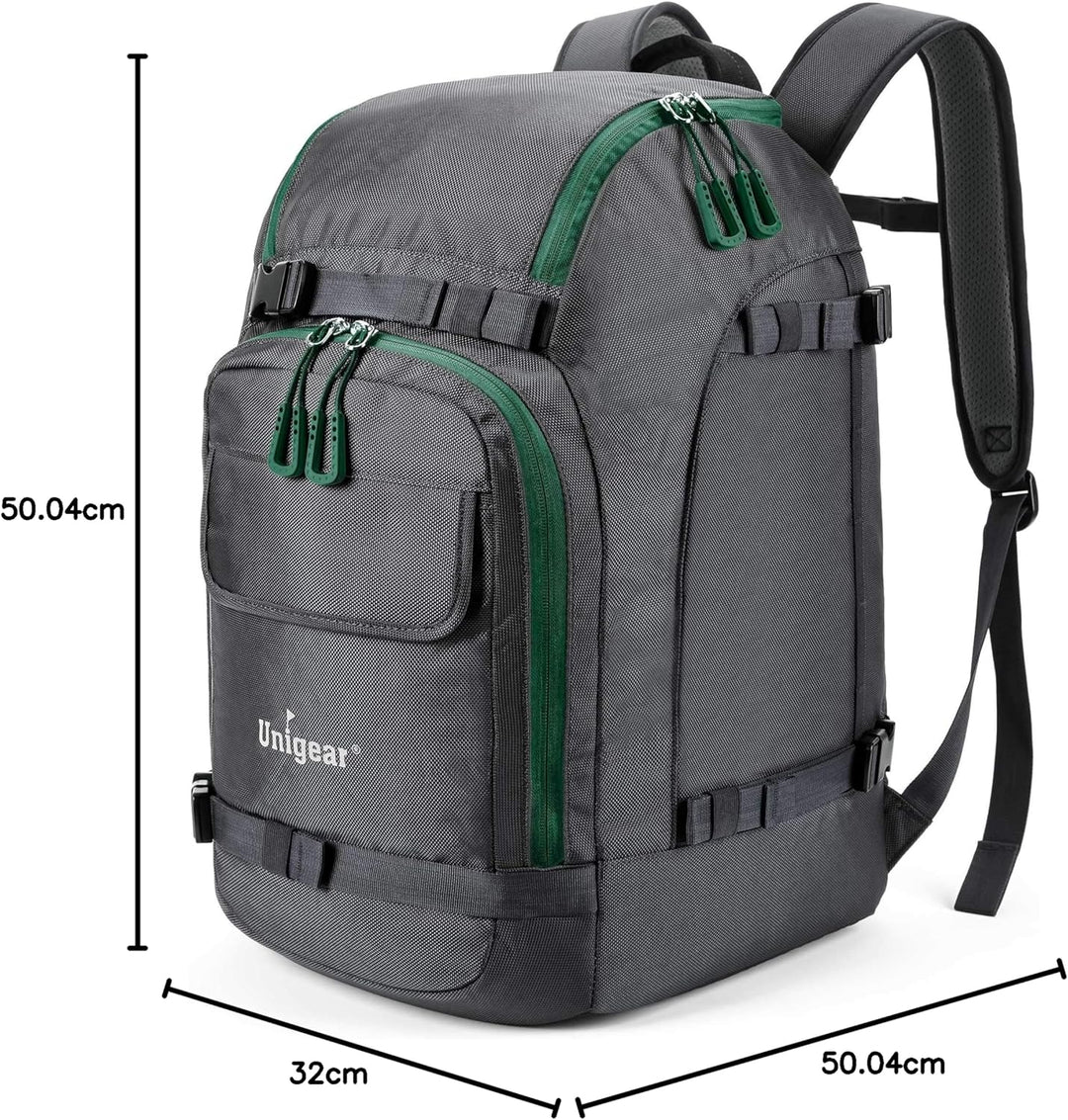 Unigear Skischuhtasche mit Helmfach und Rucksackgurten, Skirucksack Skischuhrucksack mit Helmtasche,