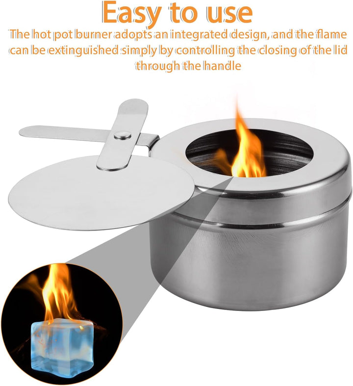 4 Stück Brennpastenbehälter mit Deckel, Brennpaste für Warmhaltebehälter, Fondue Brenneraus Edelstah