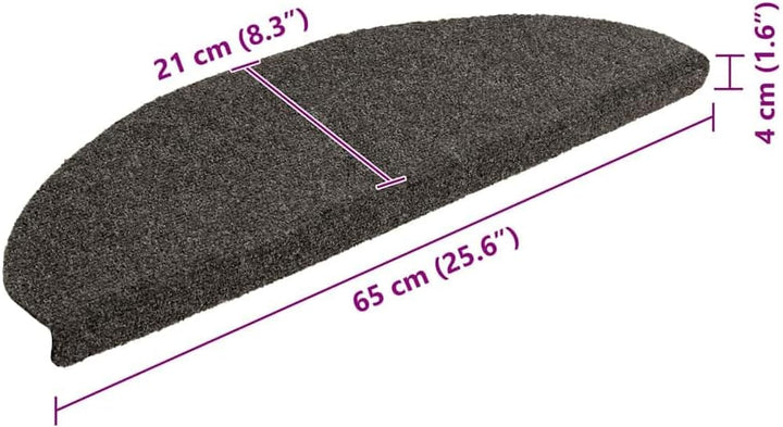 vidaXL Stufenmatten Selbstklebend 15 STK. 65x21x4 cm Anthrazit Halbrund Gross