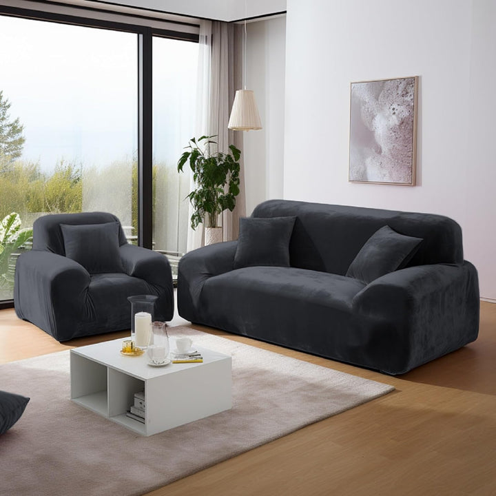 NAKIHOUSE Dicke Samt Sofa Überwürfe Sofabezug mit einem Kissenbezug, Superweicher Elastische Sofa Ab