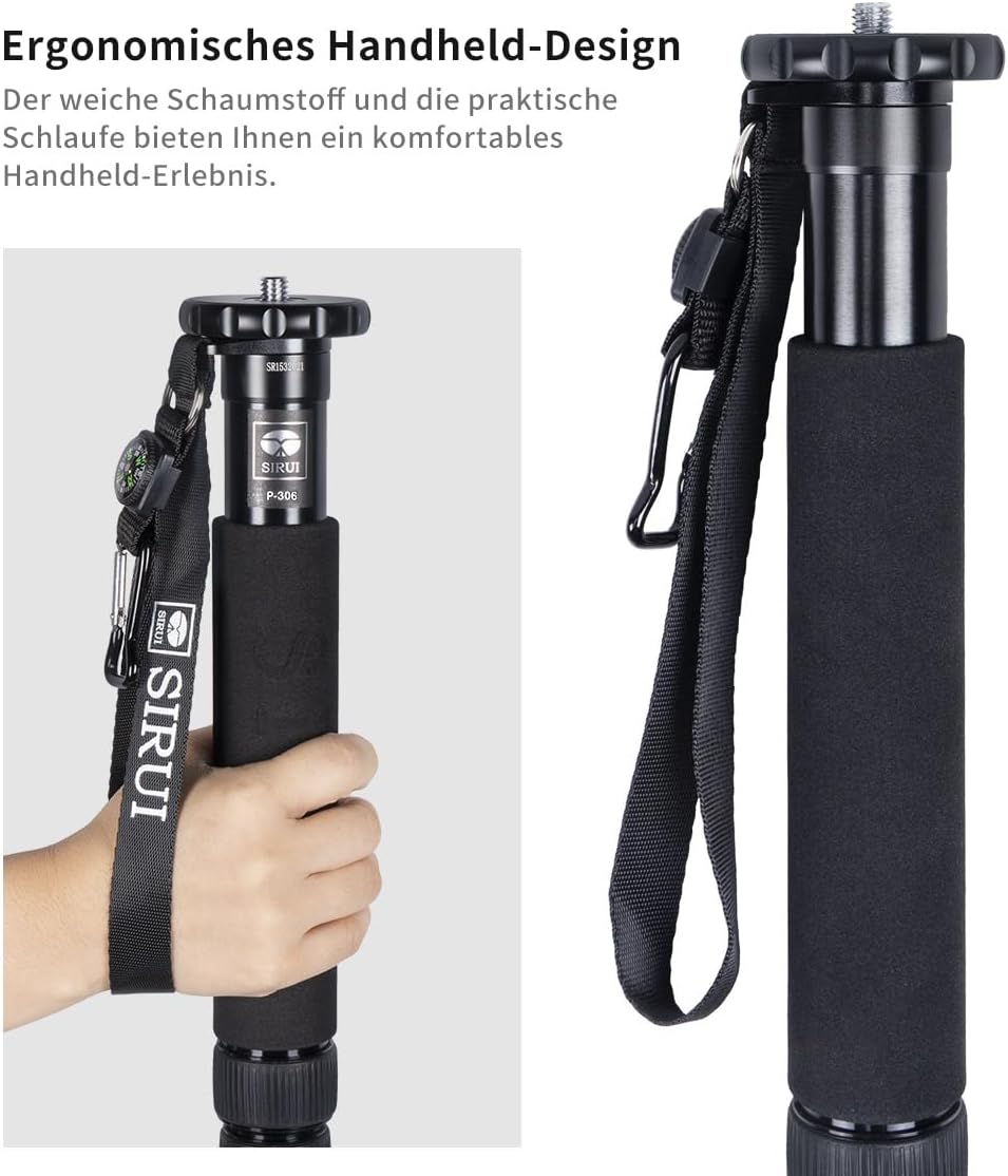 SIRUI P-306 Camera Kamera Reise Einbeinstativ Monopod, Aluminium 0.56kg Einbeinstativ, 6 Sektionen,