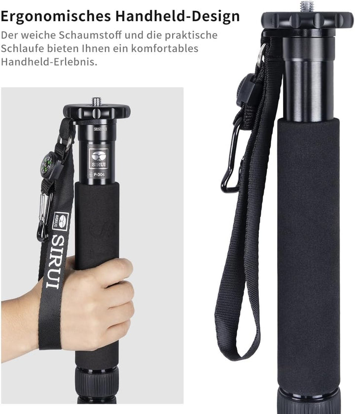 SIRUI P-306 Camera Kamera Reise Einbeinstativ Monopod, Aluminium 0.56kg Einbeinstativ, 6 Sektionen,
