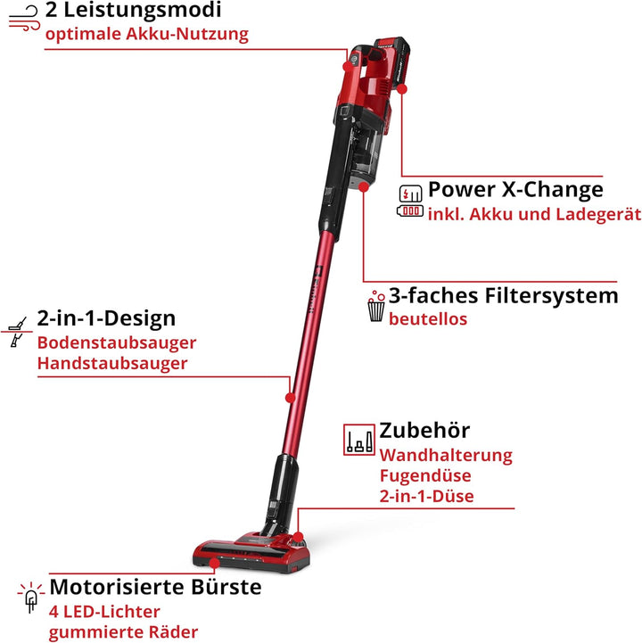 Einhell Akku-Stielstaubsauger TE-SV 18 Li (1x4,0Ah) Power X-Change (18 V, beutellos, Zyklontechnolog