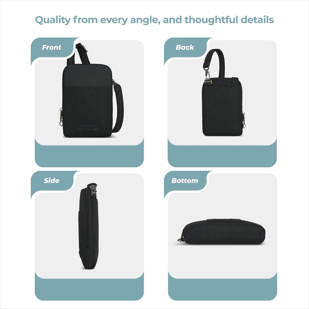 Travelon Unisex-Adult Mini Diebstahlschutz Umhängetasche Schwarz, Schwarz