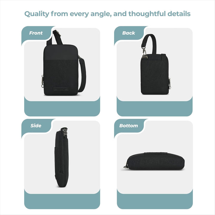 Travelon Unisex-Adult Mini Diebstahlschutz Umhängetasche Schwarz, Schwarz