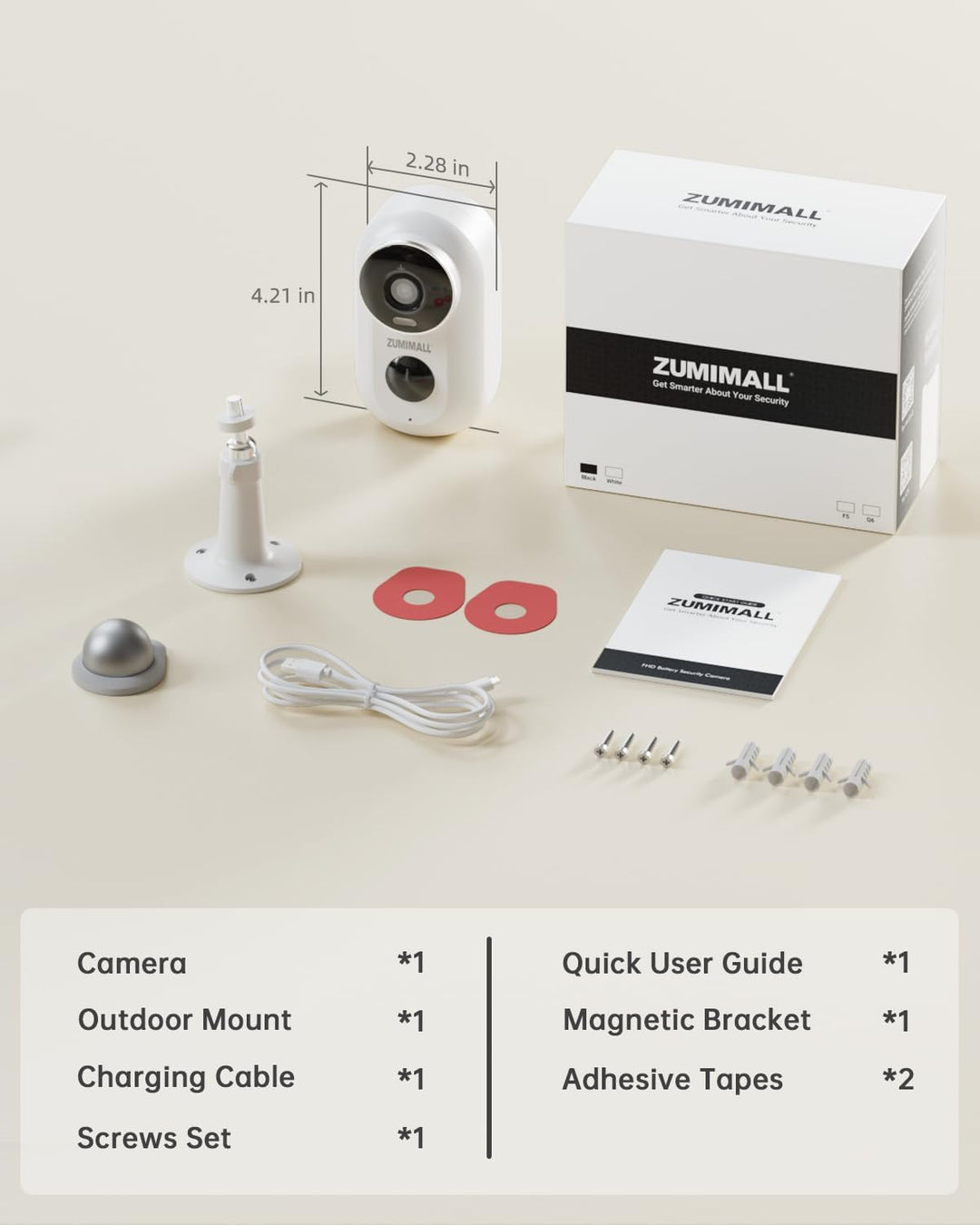 ZUMIMALL Überwachungskamera Aussen Akku, 2K Kabellose Outdoor WLAN IP Kamera mit PIR Bewegungsmelder