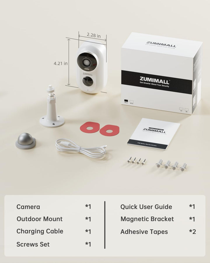 ZUMIMALL Überwachungskamera Aussen Akku, 2K Kabellose Outdoor WLAN IP Kamera mit PIR Bewegungsmelder