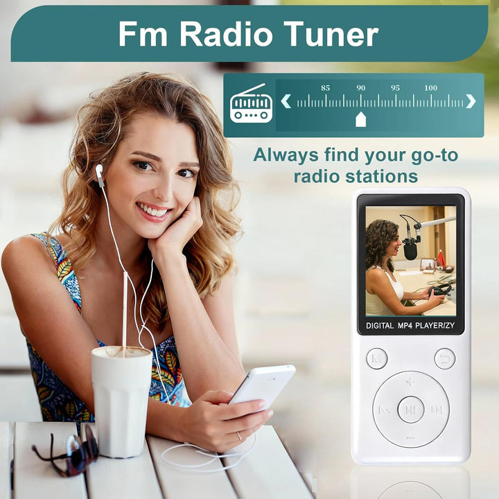 MP3 Player mit Bluetooth 5.2, 32GB Speicherkarte, 1,8 Zoll TFT Farbbildschirm, tragbarer Musikplayer