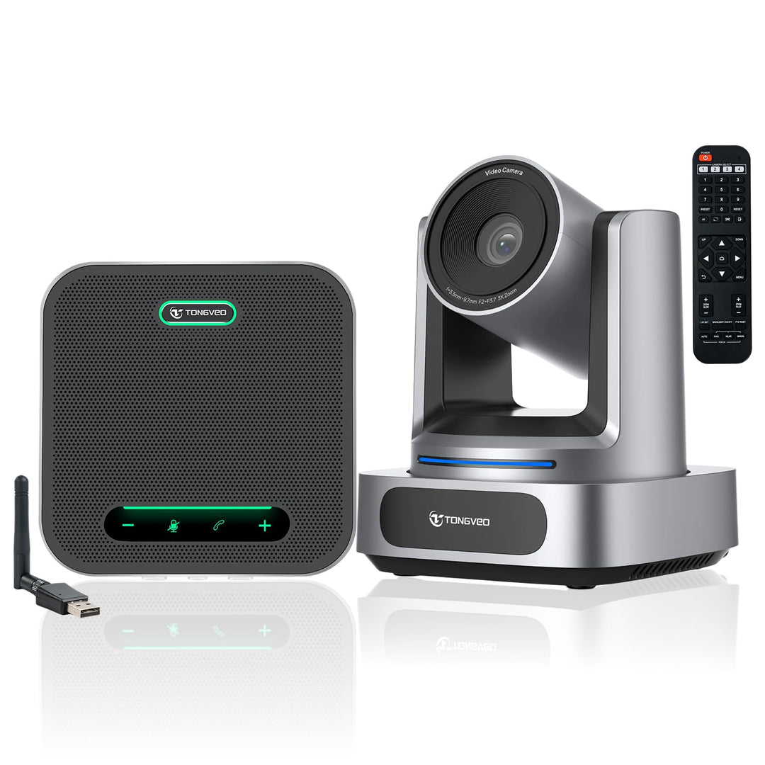 4K-Konferenzraum-Kamerasystem, KI-Autotracking 4K-PTZ-Kamera mit 3-fachem optischem Zoom, 92°-Weitwi