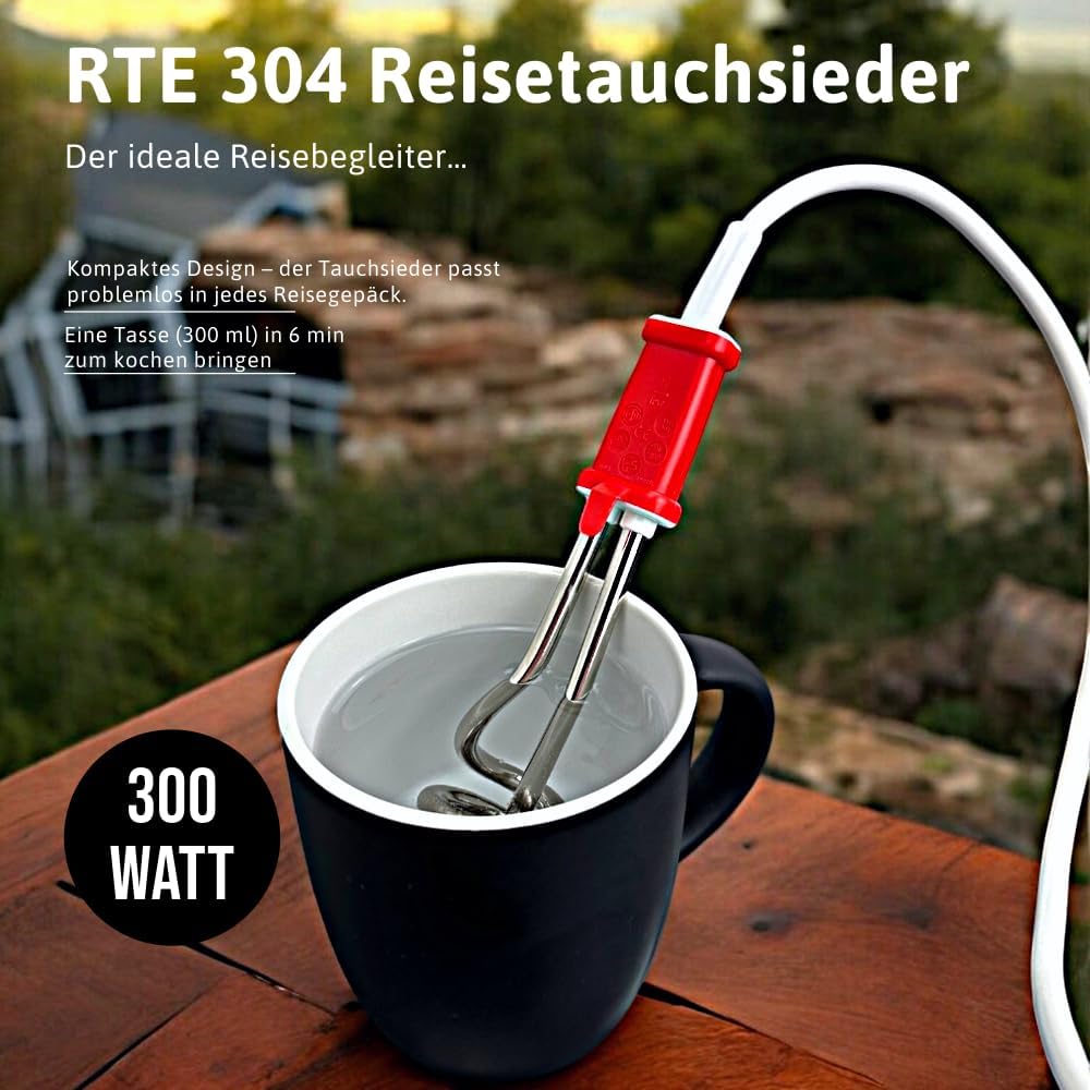 EHLERS Reisetauchsieder RTE 304, 300 Watt, Steel, Sortiert (Zufällig), 1-Pack