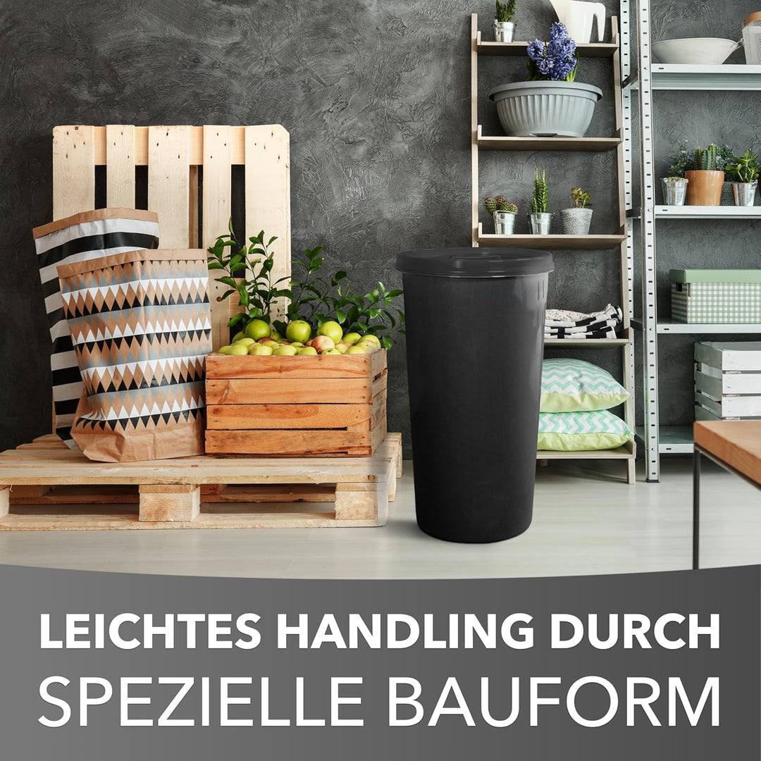 Mülleimer 60l mit geruchsdichtem Deckel (Anthrazit), Gelber Sack Ständer, Made in Germany, Müllsacks